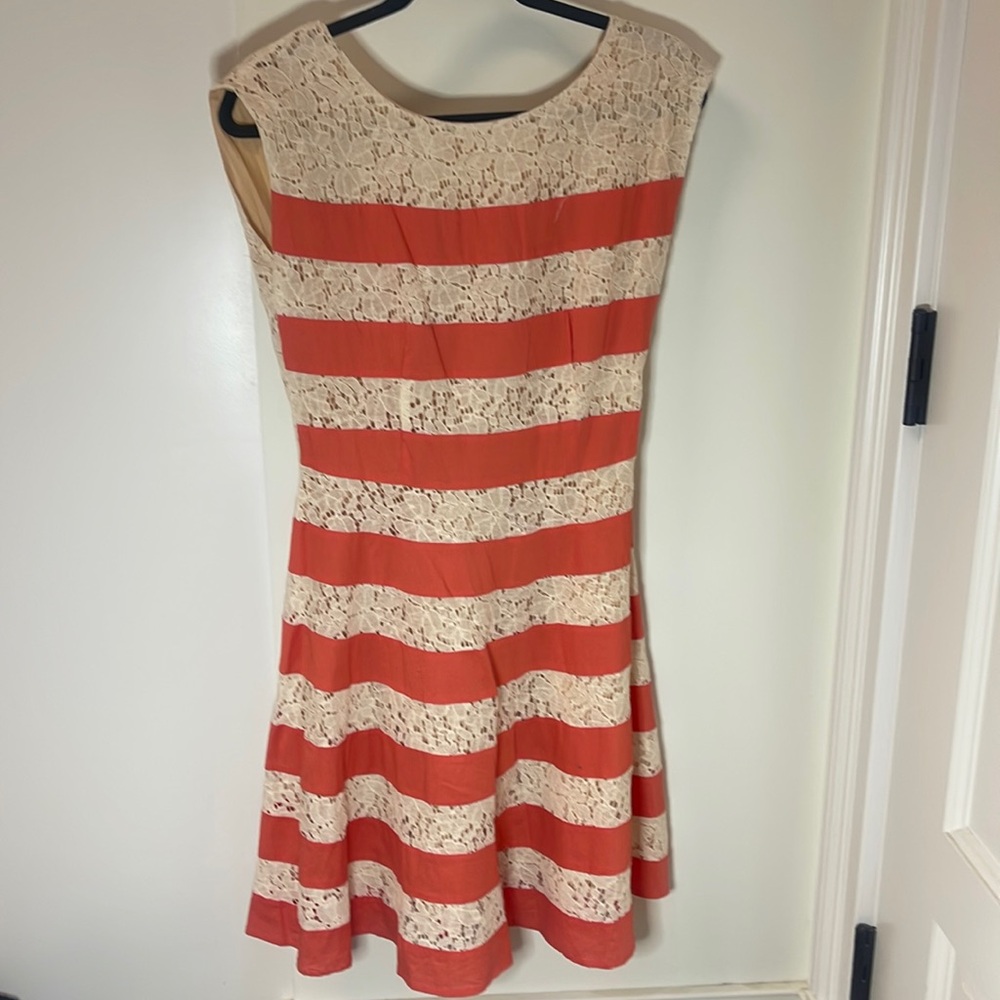 Coral striped lace Louche dress